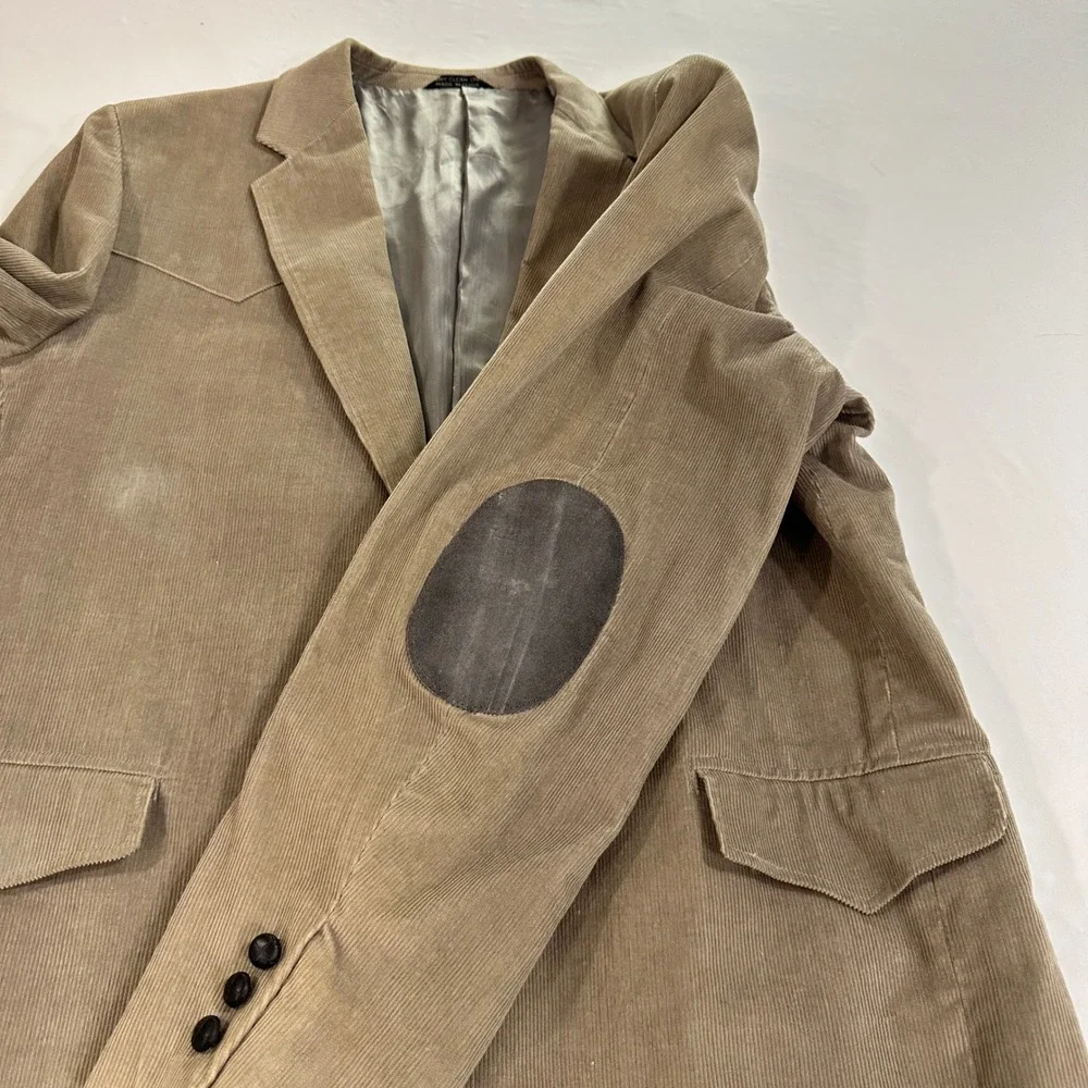 Brad Whitney Mens Corduroy Western Blazer Sport Coat 48XL Tan Elbow Patches
